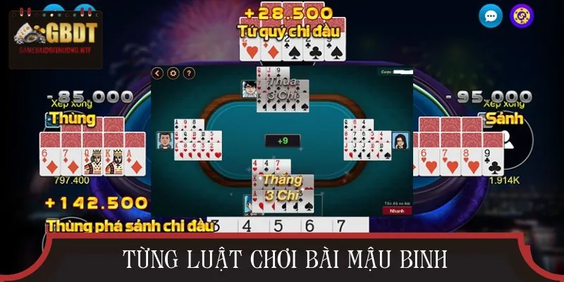 Hướng dẫn cách chơi bài Mậu Binh cơ bản với 3 chi
